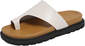 Women's Comfortable Thick Sole Flip Flops Summer Beach Sandals Casual Outdoor Slip On Slippers for Walking Travel