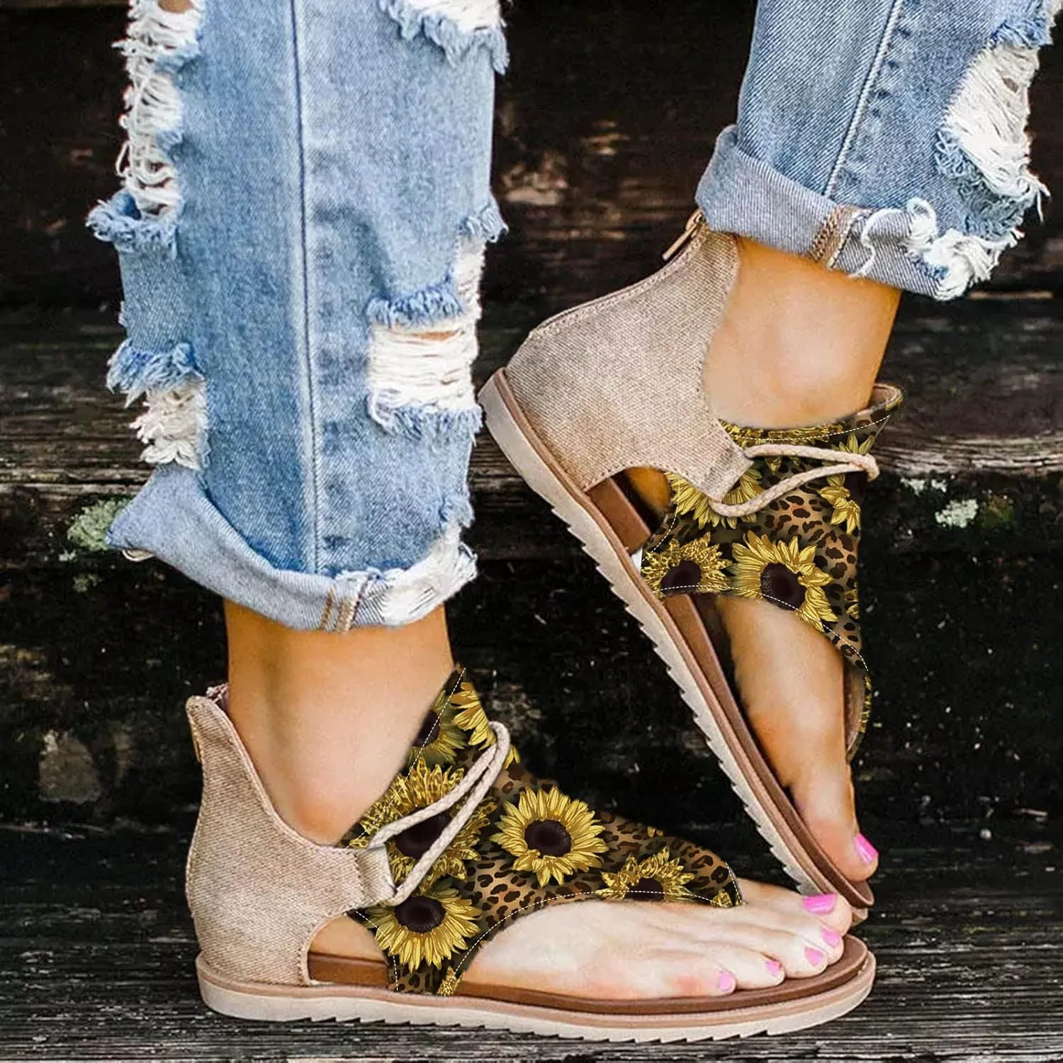 Women's Comfortable Vacation Sandals Comfortable Dressy Orthopedic Shoes Comfortable Walking Flat Sandals