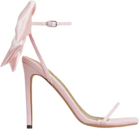 Women's Heels Satin Bow Open Toe Ankle Strap High Heels Wedding Party Dress Shoes Slingback Stilettos Sexy Square Toe Strappy High Heels Sandals