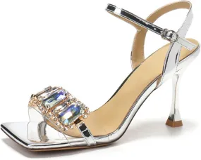 Women's High Heeled Sandal Toe Slip On High-heeled Sandal High Heel Sandal Comfortable For Women Strappy High Heeled Sandals Open Toe Ankle Strap Heels Comfy Weddings Shoes