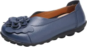 Women's Slip-On Loafers Casual Leather Loafers Comfortable Walking Shoes Casual Work Shoes Dressy Flats Shoe