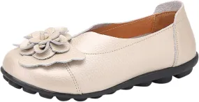 Women's Slip-On Loafers Casual Leather Loafers Comfortable Walking Shoes Casual Work Shoes Dressy Flats Shoe