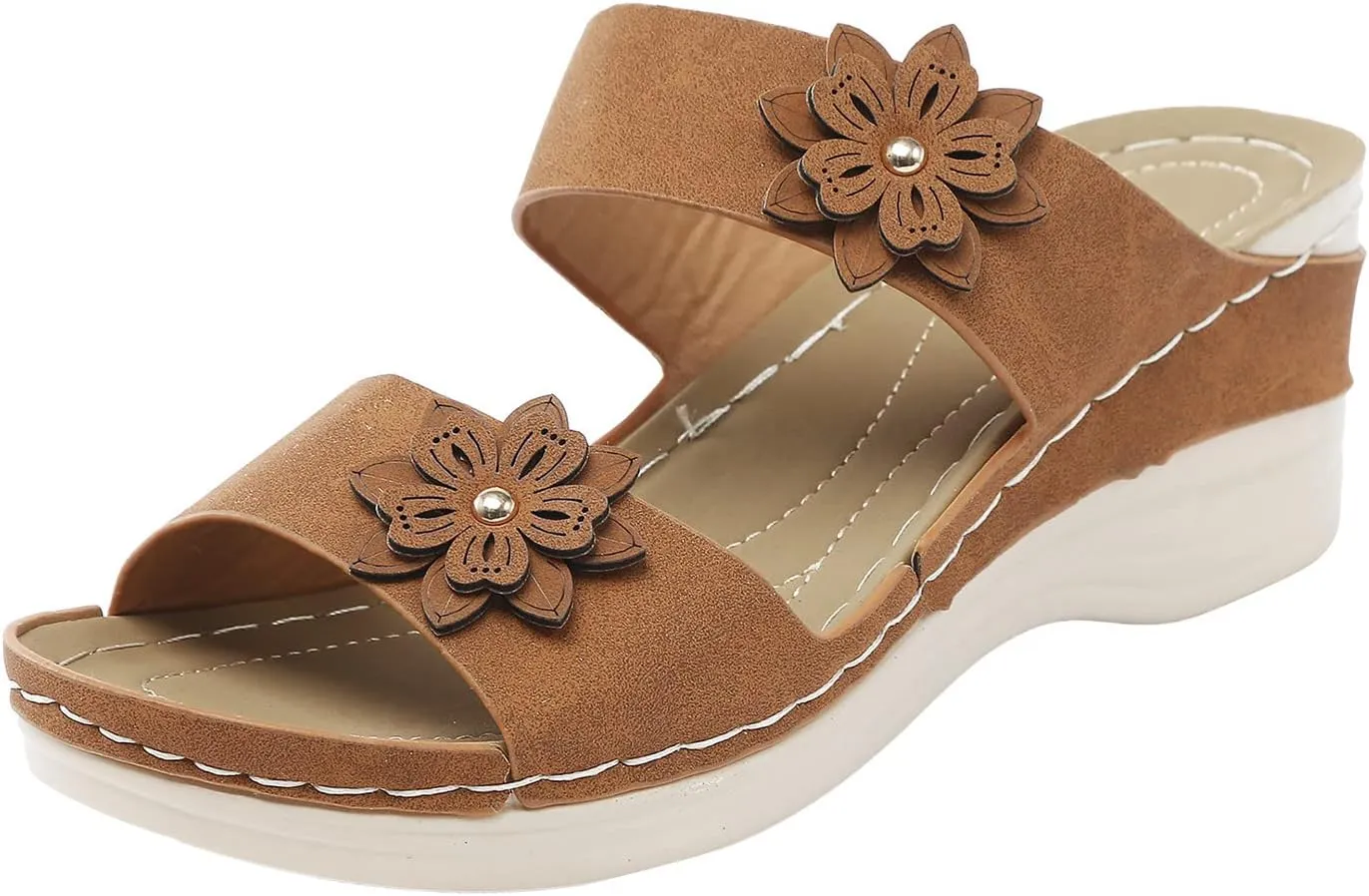 Women's Wedge Sandals Bohemian with Flower Pattern High Heel Stylish Lightweight 2025 Summer Comfortable Shoe